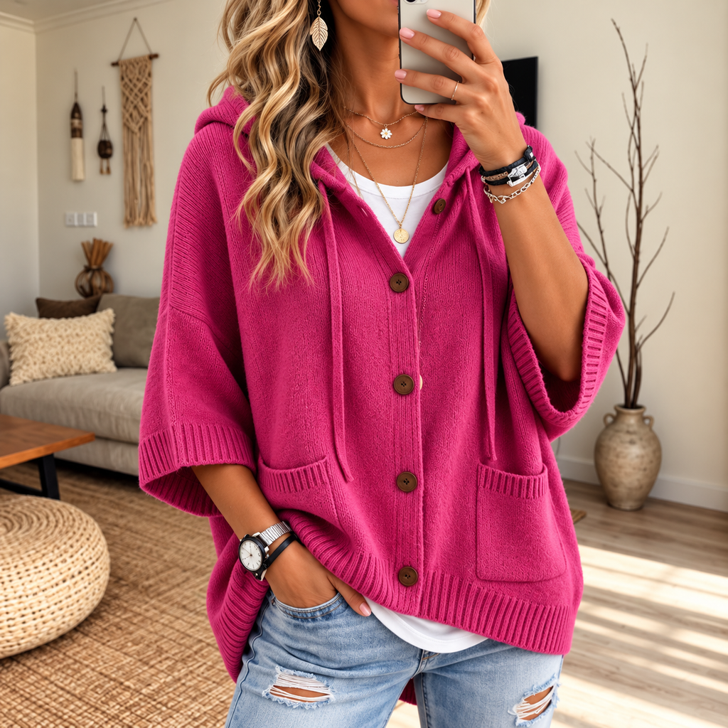 Women’s Hooded Knit Cardigan with Pockets