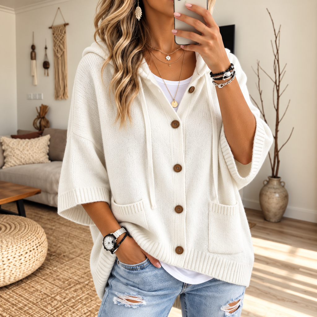 Women’s Hooded Knit Cardigan with Pockets