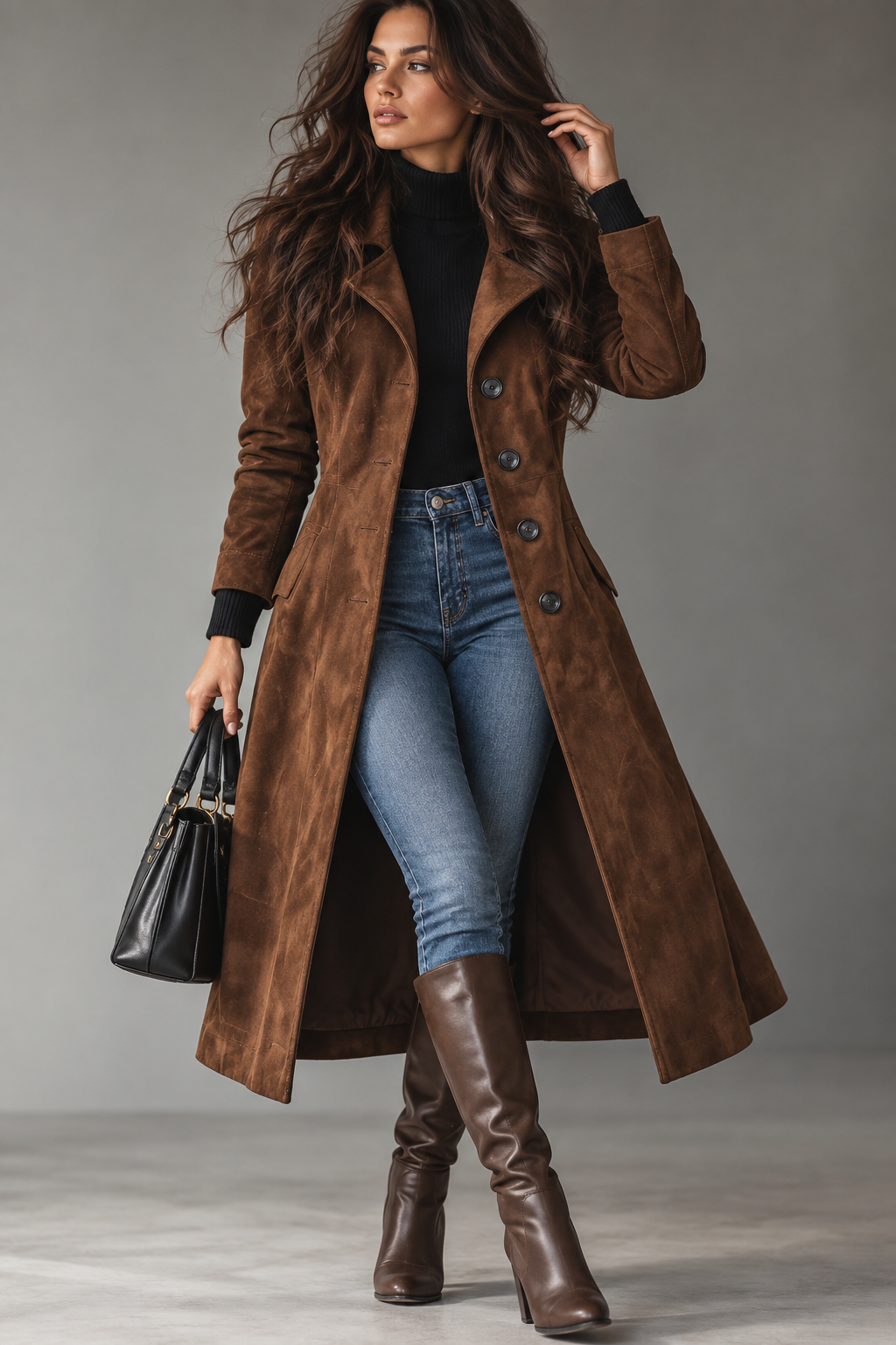 Women’s Western-Inspired Long Trench Coat