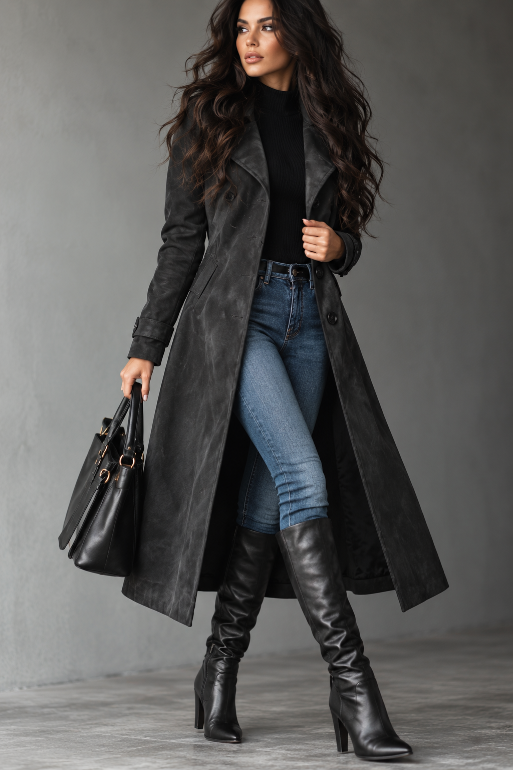 Women’s Western-Inspired Long Trench Coat